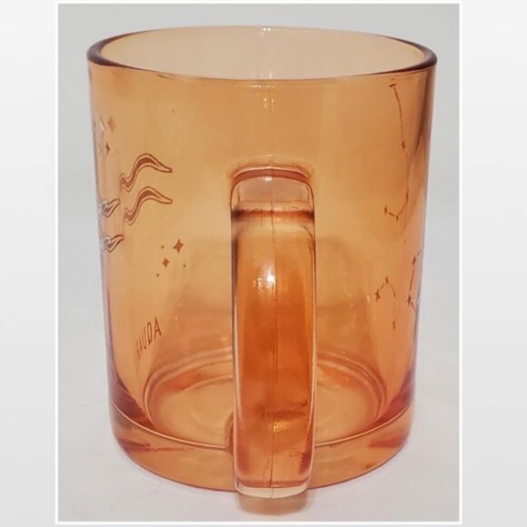 New Mug Glass Coffee Aquarius Zodiac Orange Transparent Silver Star Constellatio - Picture 5 of 12